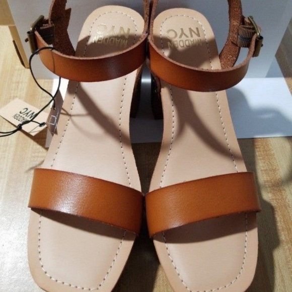 Madden NYC Women's Slingback Lift Platform Sandals - Cognac Brown Size 9 Shoe - Picture 7 of 11